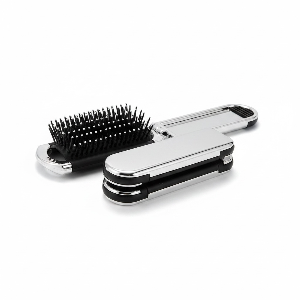 Mini Folding Brush W/ Mirror