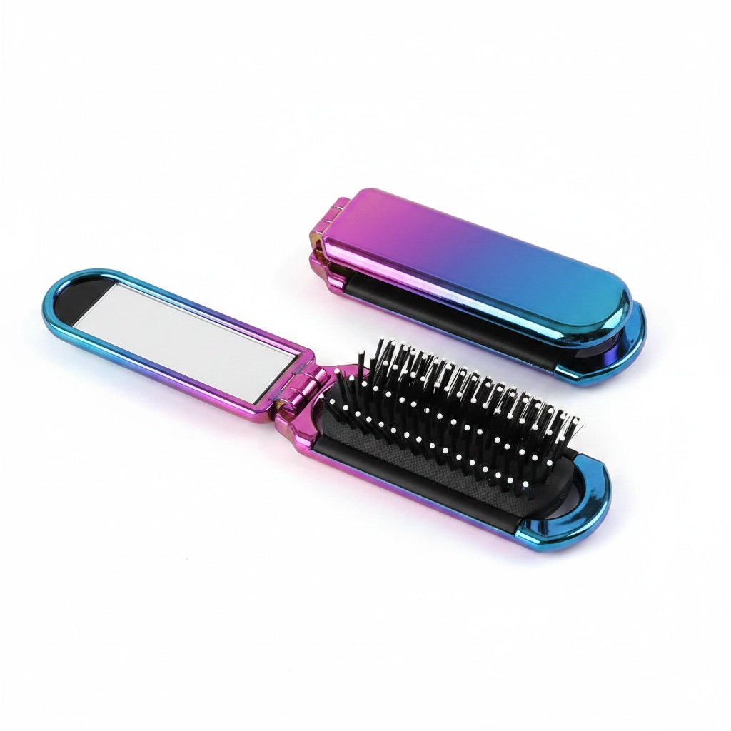 Mini Folding Brush W/ Mirror