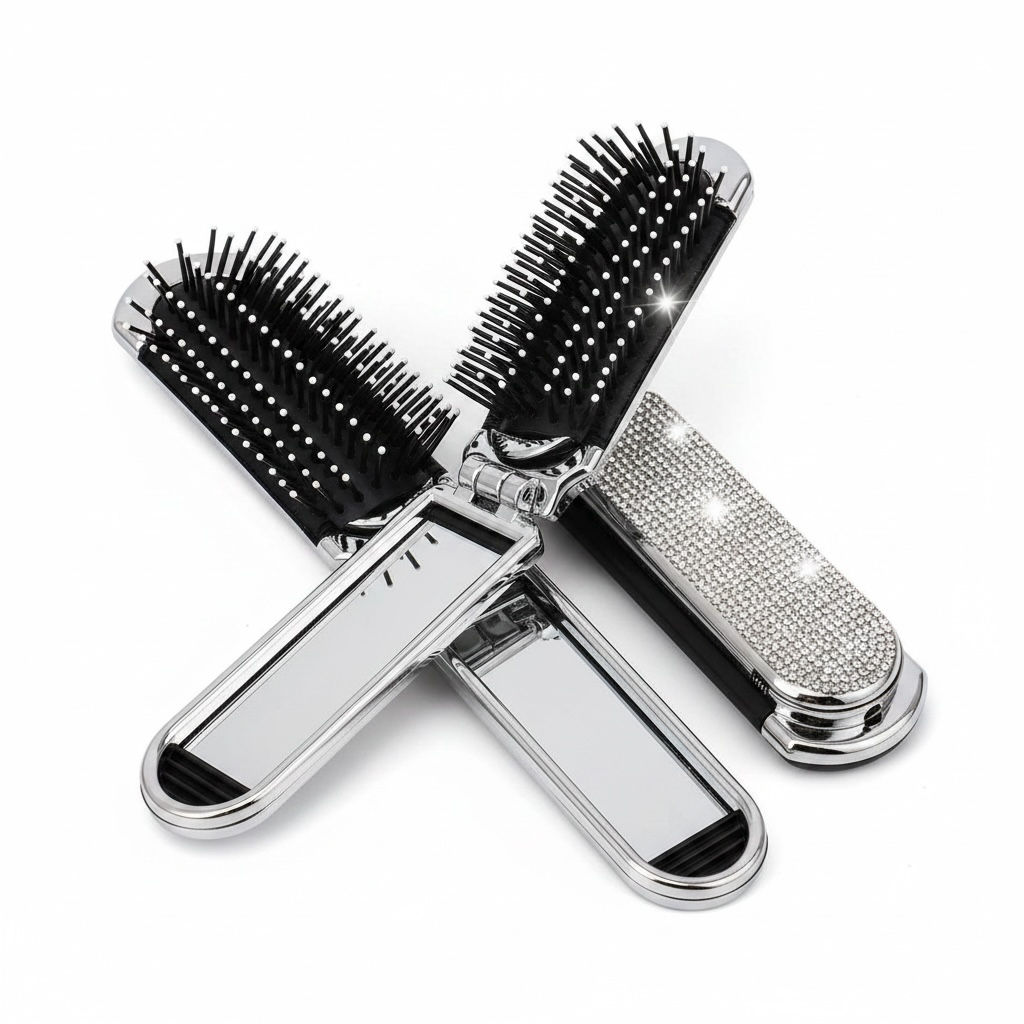 Mini Folding Brush W/ Mirror
