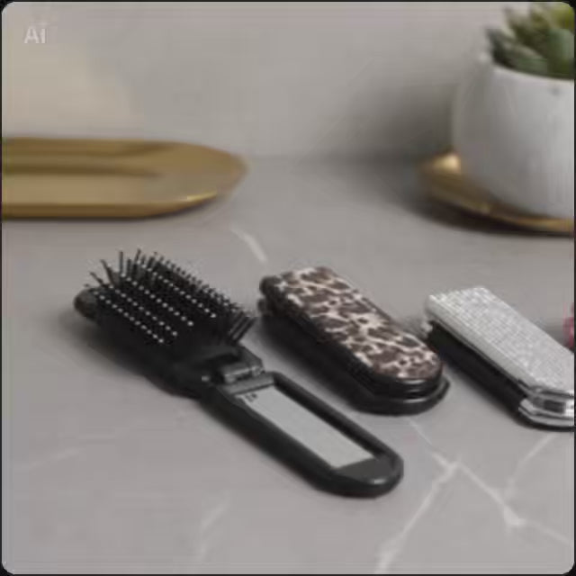 Mini Folding Brush W/ Mirror